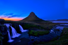 View on Kirkjufellsfoss and Kirkjufell mountain in Iceland, 2021