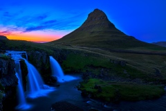 View on Kirkjufellsfoss and Kirkjufell mountain in Iceland, 2021