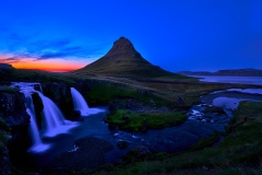 View on Kirkjufellsfoss and Kirkjufell mountain in Iceland, 2021